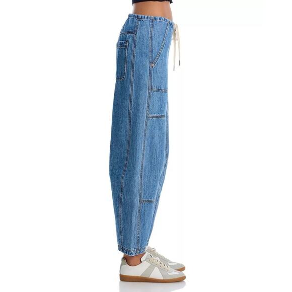 BlankNYC Women Fan Mail Washed Blue Drawcord Low Rise Barrel Leg Jeans Size S - Picture 5 of 7